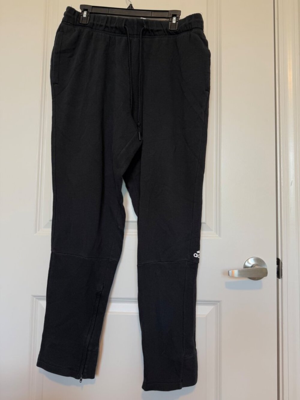 Adidas Mens Black Sweatpants Size 2XL Pockets Zippers Tie Cotton Blend Sports
